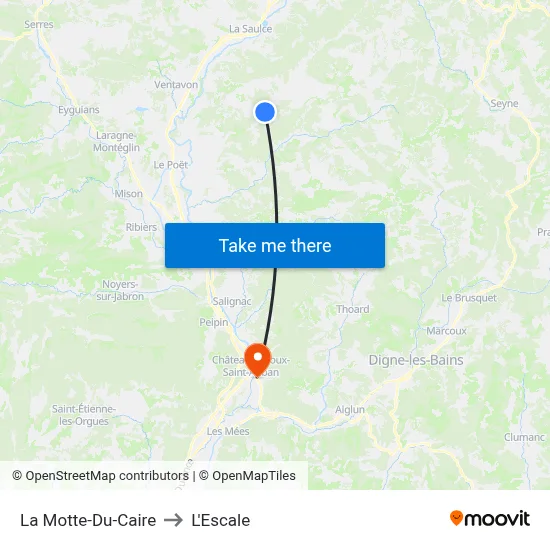 La Motte-Du-Caire to L'Escale map