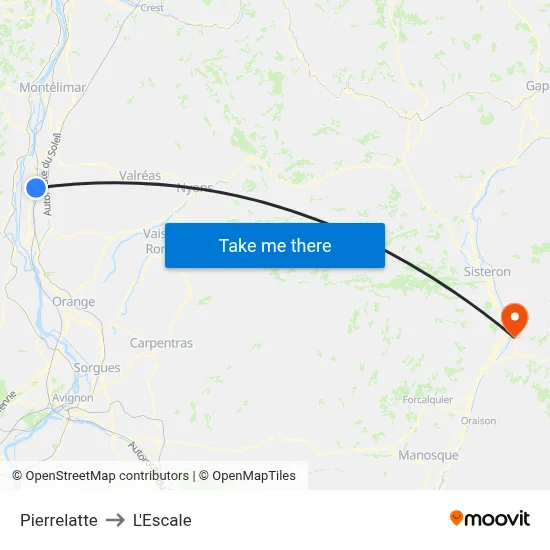 Pierrelatte to L'Escale map