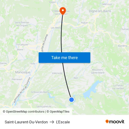 Saint-Laurent-Du-Verdon to L'Escale map