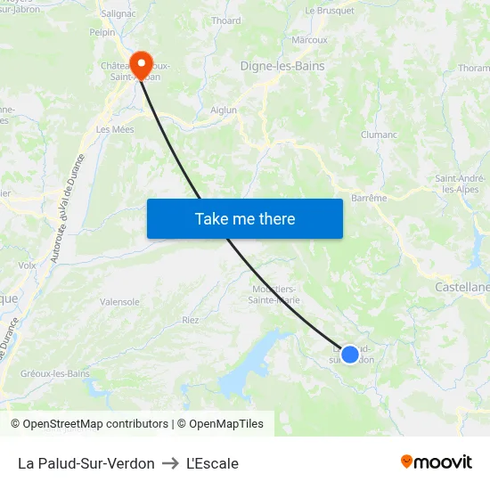 La Palud-Sur-Verdon to L'Escale map