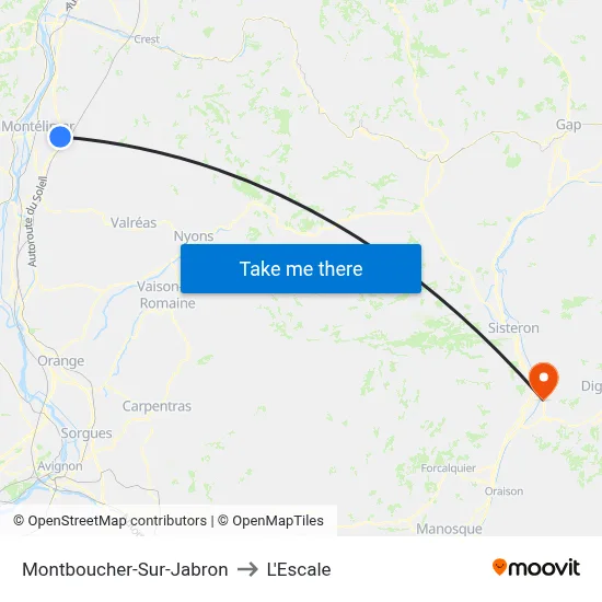 Montboucher-Sur-Jabron to L'Escale map