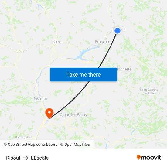 Risoul to L'Escale map