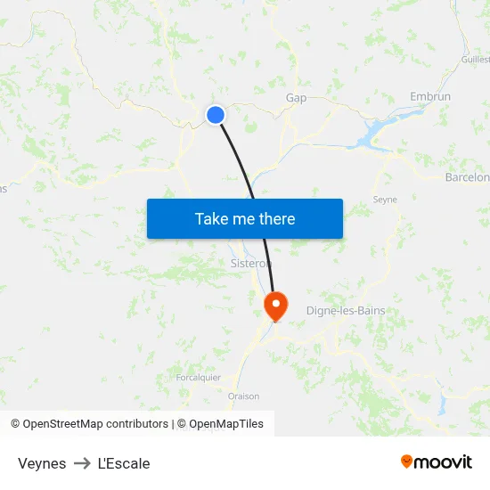 Veynes to L'Escale map