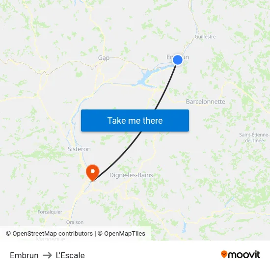 Embrun to L'Escale map