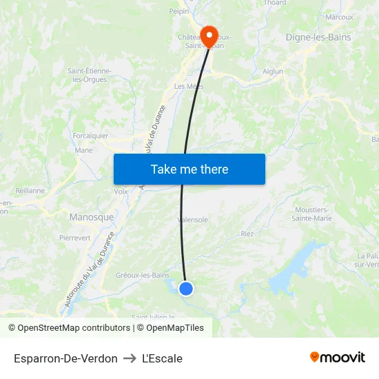 Esparron-De-Verdon to L'Escale map