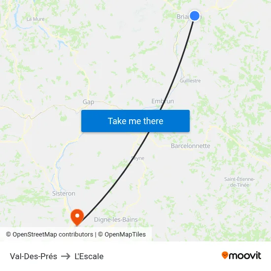 Val-Des-Prés to L'Escale map
