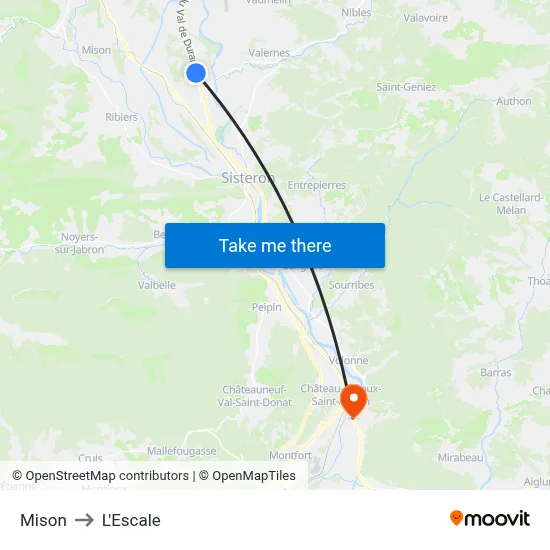 Mison to L'Escale map