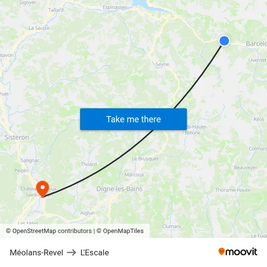 Méolans-Revel to L'Escale map