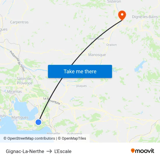 Gignac-La-Nerthe to L'Escale map