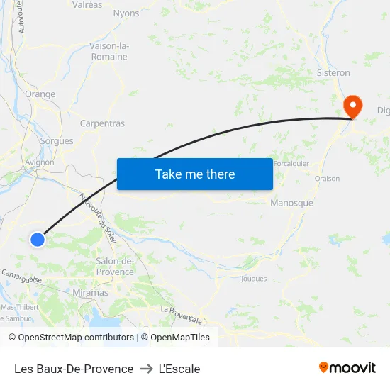 Les Baux-De-Provence to L'Escale map