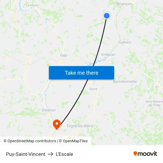 Puy-Saint-Vincent to L'Escale map