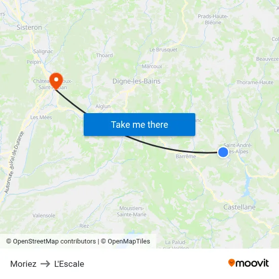 Moriez to L'Escale map