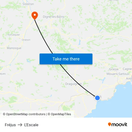 Fréjus to L'Escale map