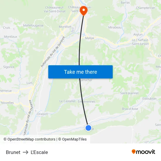Brunet to L'Escale map