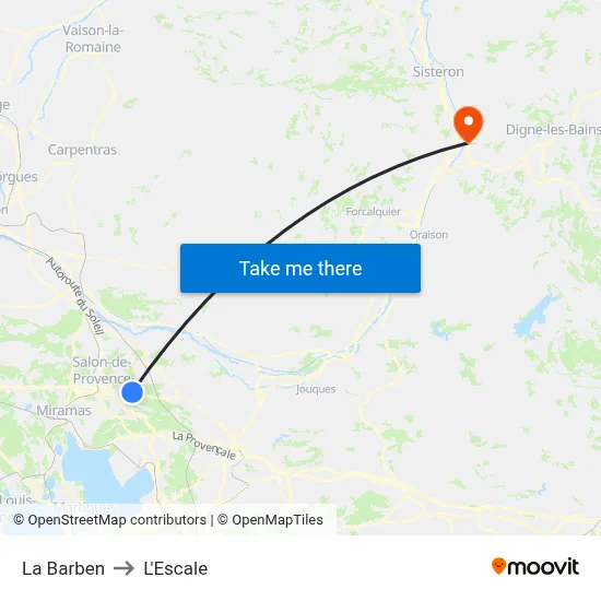 La Barben to L'Escale map