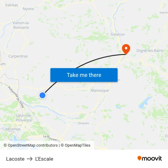 Lacoste to L'Escale map