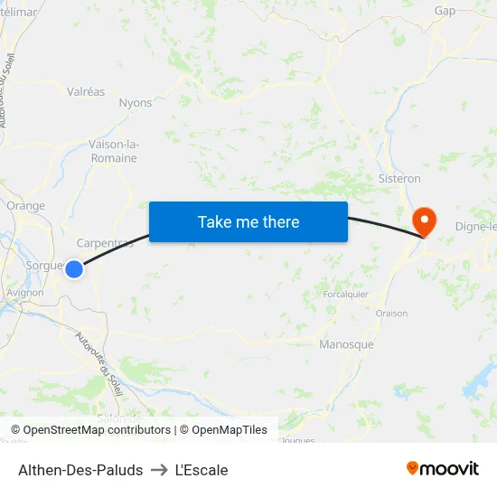 Althen-Des-Paluds to L'Escale map