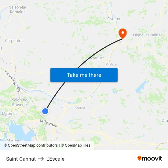 Saint-Cannat to L'Escale map