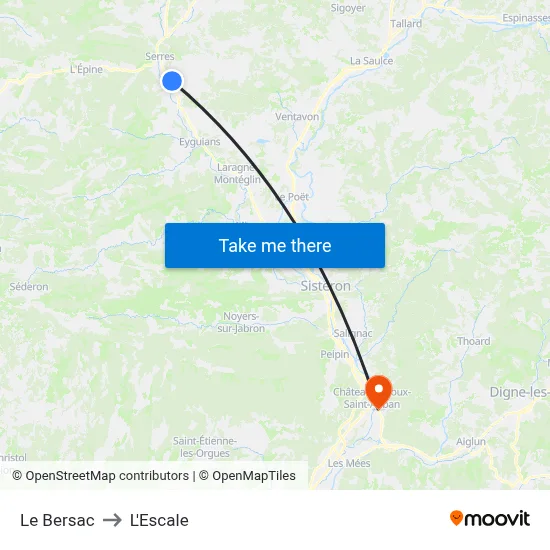 Le Bersac to L'Escale map