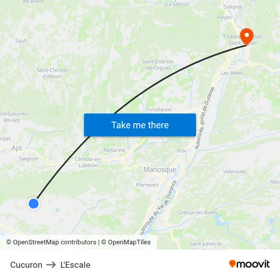 Cucuron to L'Escale map