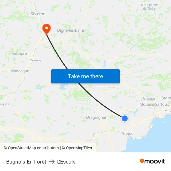 Bagnols-En-Forêt to L'Escale map