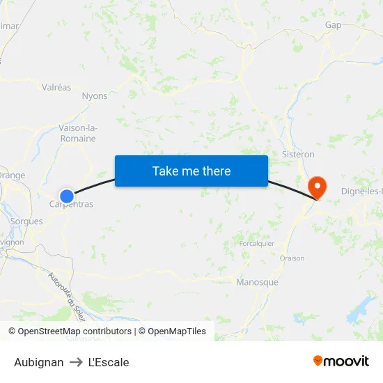 Aubignan to L'Escale map