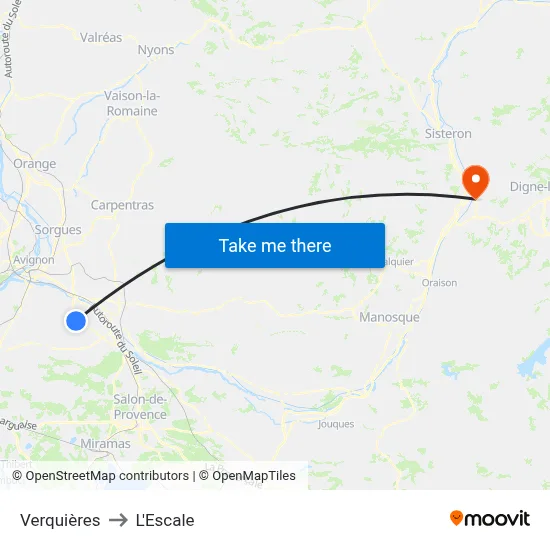 Verquières to L'Escale map