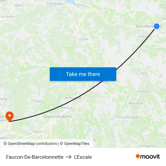 Faucon-De-Barcelonnette to L'Escale map