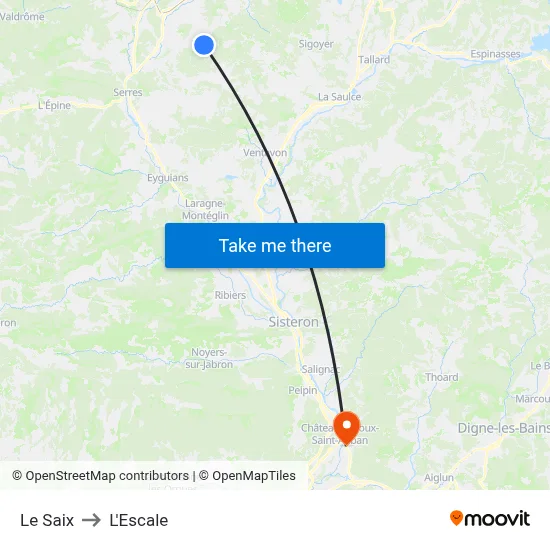 Le Saix to L'Escale map