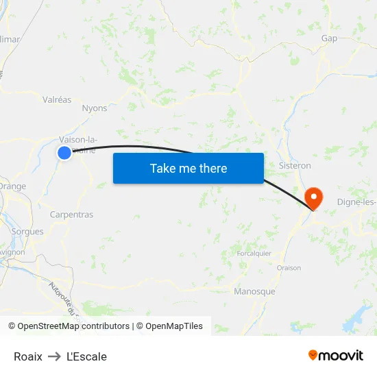 Roaix to L'Escale map