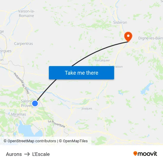 Aurons to L'Escale map