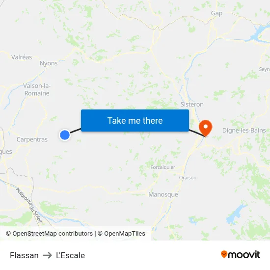 Flassan to L'Escale map