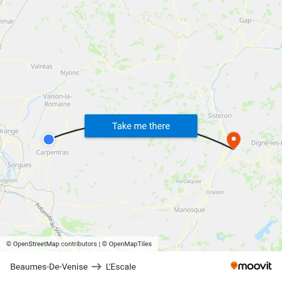Beaumes-De-Venise to L'Escale map