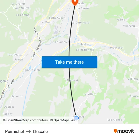 Puimichel to L'Escale map