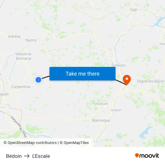 Bédoin to L'Escale map