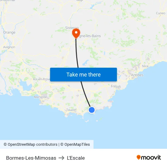 Bormes-Les-Mimosas to L'Escale map