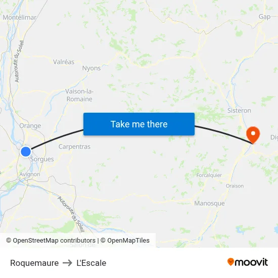 Roquemaure to L'Escale map