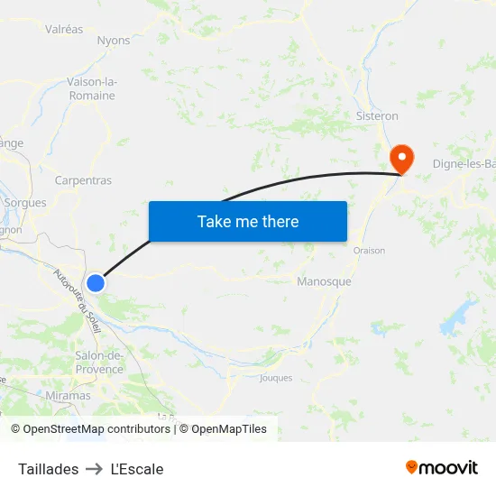 Taillades to L'Escale map