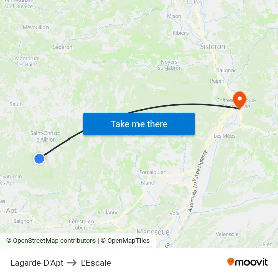 Lagarde-D'Apt to L'Escale map