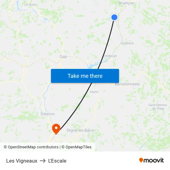 Les Vigneaux to L'Escale map