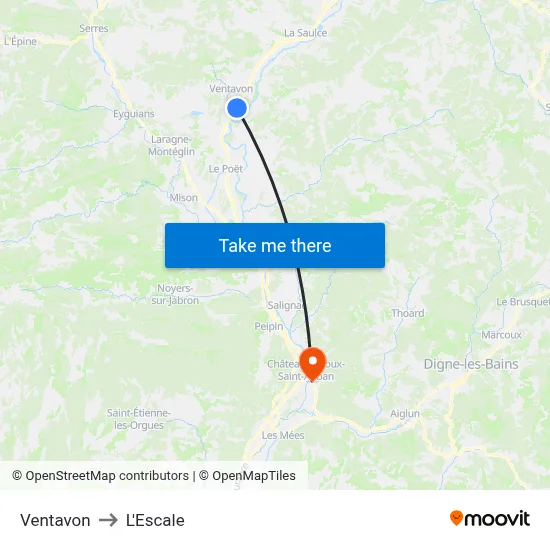 Ventavon to L'Escale map