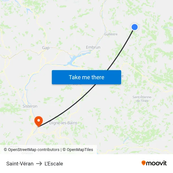 Saint-Véran to L'Escale map