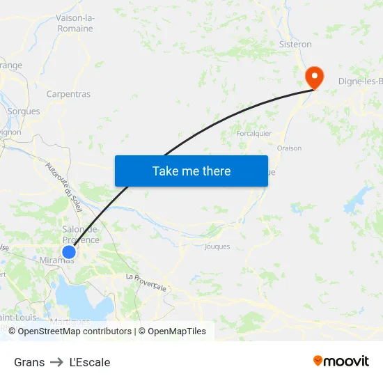 Grans to L'Escale map