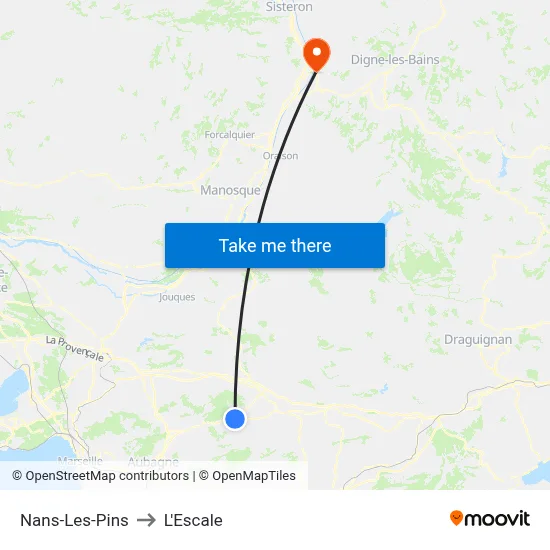 Nans-Les-Pins to L'Escale map