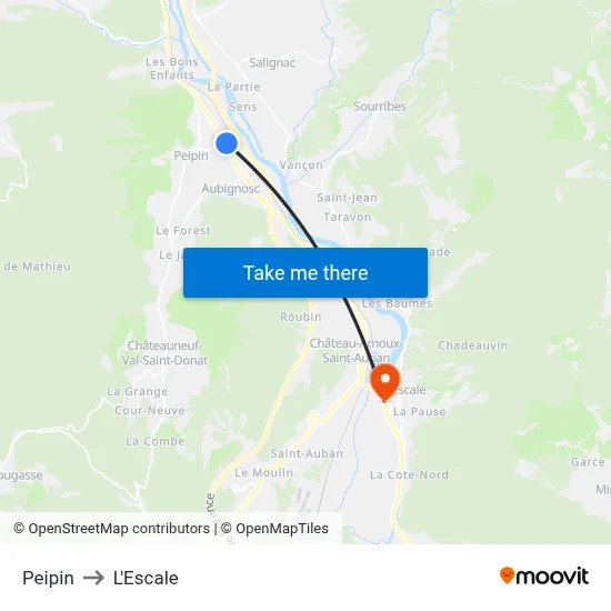 Peipin to L'Escale map