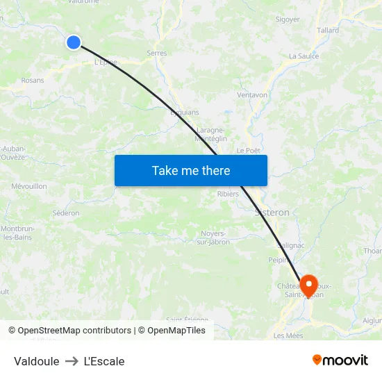 Valdoule to L'Escale map