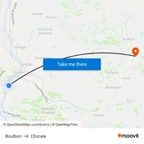 Boulbon to L'Escale map