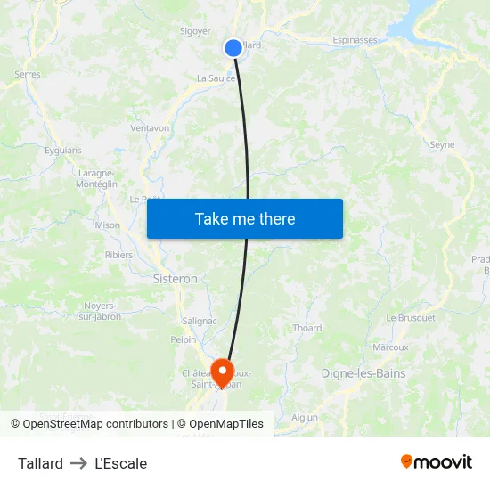 Tallard to L'Escale map