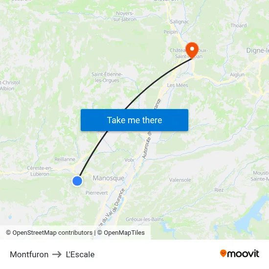 Montfuron to L'Escale map