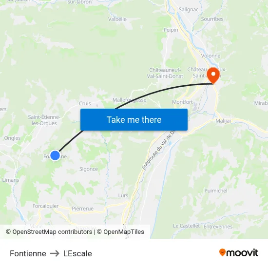 Fontienne to L'Escale map